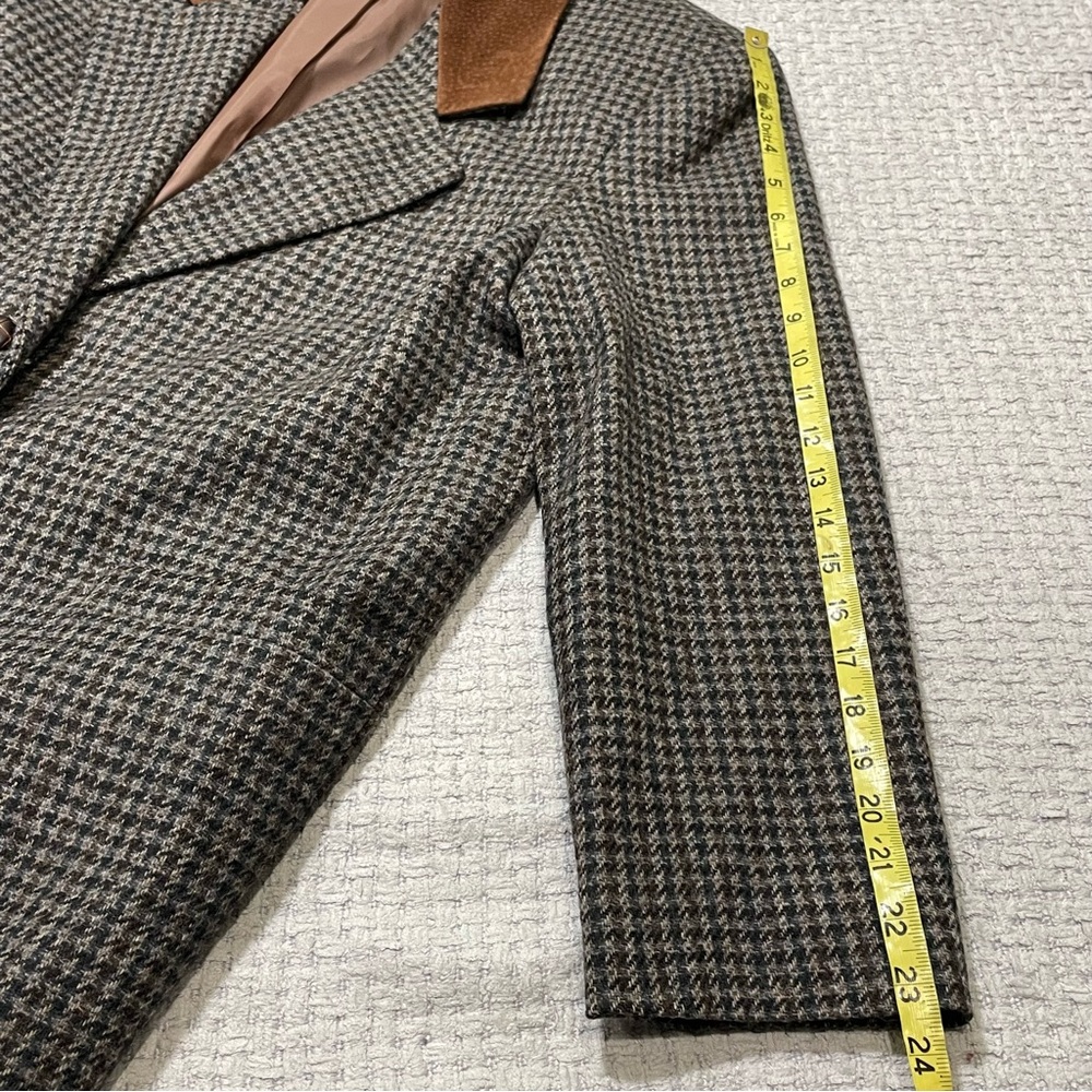 Women's Wool Houndstooth Blazer Jacket Suede Collar VTG Maurices Size Large - Picture 11 of 15
